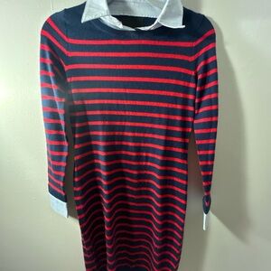 Cynthia Rowley Navy and Red Striped Dress